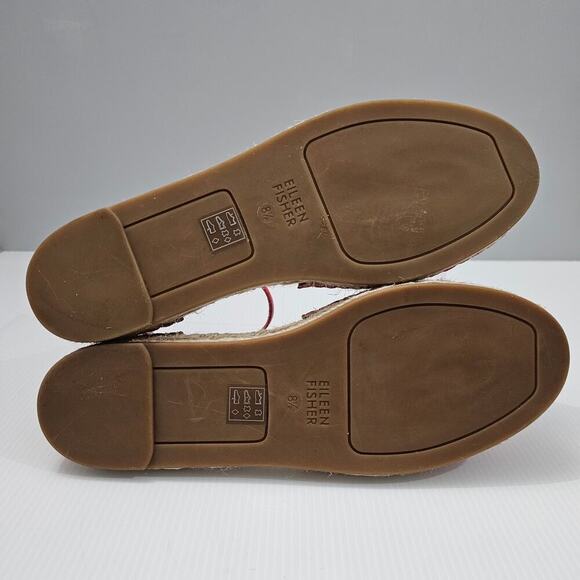 NEW Eileen Fisher Lala Espadrille Flat Watermelon Red Pink Leather Jute Size 8.5 - Picture 12 of 14